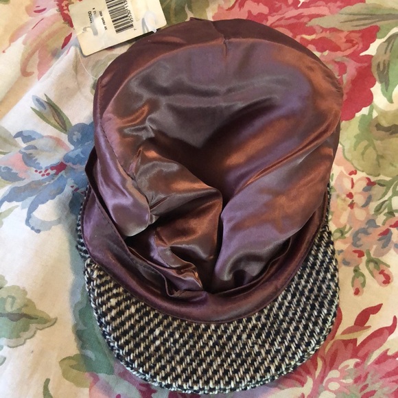 Vintage NYC Cabbie Newsboy Cap Hat Genuine Wool SNAPBRIM Tweed Satin Gadsby NEW - Picture 13 of 17